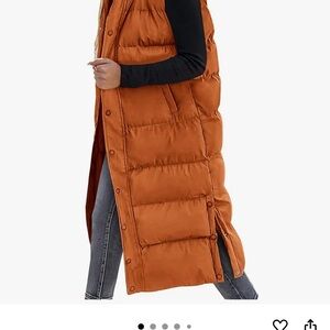 Orange Long Puffer Vest